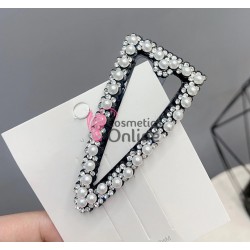 Clema pentru par metalica AGF020RR - Neagra cu perle si strasuri